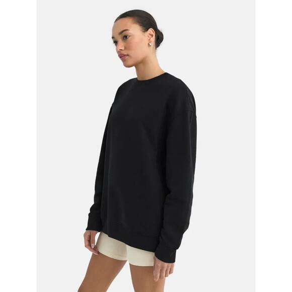 MATE THE LABEL ORGANIC OVERSIZED FLEECE CREWNECK HOODIE SWEATSHIRT BLACK M/L NWT - Picture 2 of 7